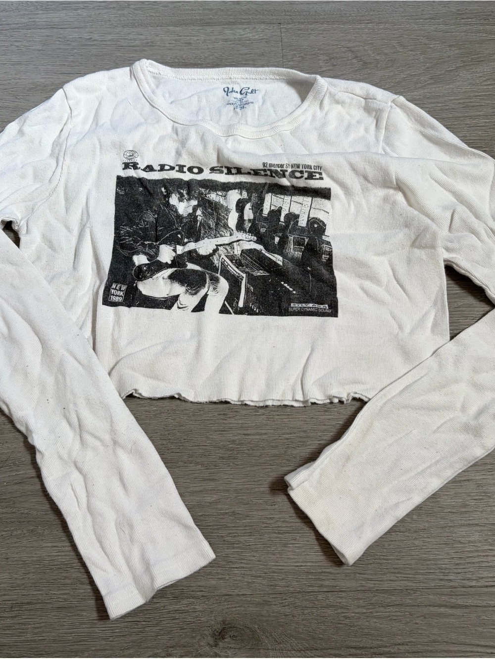 John Galt Brandy Melville Radio Silence Long Sleeve Crop Top White One Size
